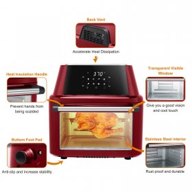 ZOKOP 16.91Quart Air Fryer Oven with Digital Touch Screen, ETL Certified(Red)