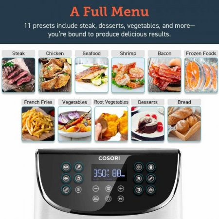 COSORI Air Fryer(100 Recipes, Rack & 4 Skewers) 1500W Electric Hot Oven Oilless Cooker, 11 Presets, Preheat & Shake Reminder, LED Touch Screen, Nonstick Basket, 3.7 QT, Digital-Creamy White