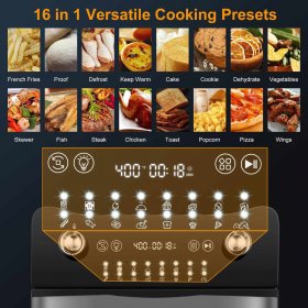 Fynllur 16-in-1 Electric Air Fryer,14.7 QT Air Fryer with Rotisserie&Dehydrator, 1800W Toaster Ovens Countertop Air Fryers Combo, with LED Digital Touch Screen, 9 Accessories&Recipes