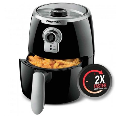 Chefman TurboFry Air Fryer w/ Adjustable Temp Control, Black, 2 Quart