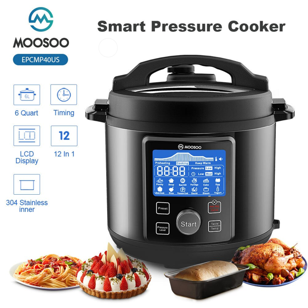 MOOSOO 12-in-1 Electric Pressure Cooker 6 Quart Instant Stainless Steel Cooking Pot MP40