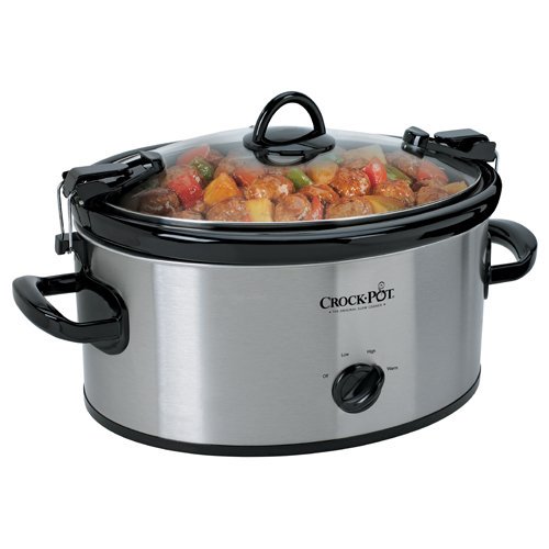 Crock-Pot Cook and Carry 6 Quart Oval Manual Portable Stainless Steel Slow Cooker